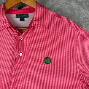 Masters Tournament Mens Red Micro Check Golf Polo Shirt MV2030-261 Size S